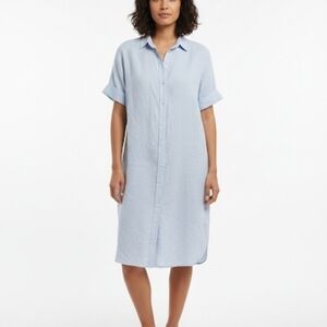 WELL WORN Light Blue Button-Up Front Shirt Dress Size L.